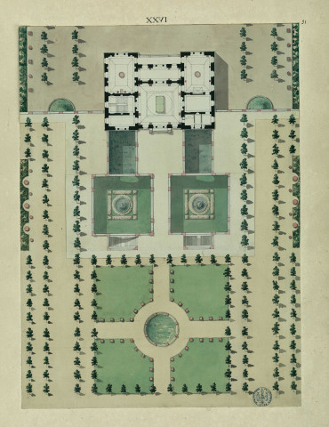 Plan du casino et des jardins de la villa Ludovisi à Rome / Pierre-Adrien Pâris , [S.l.] : [P.-A. Pâris], [1700-1800]