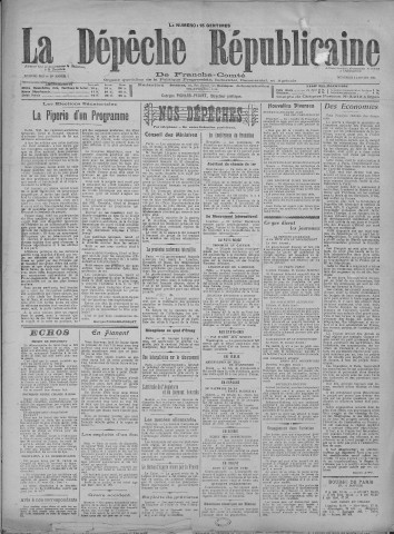 05/01/1921 - La Dépêche républicaine de Franche-Comté [Texte imprimé]