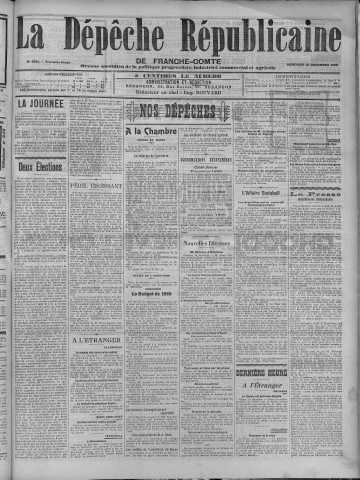 23/12/1908 - La Dépêche républicaine de Franche-Comté [Texte imprimé]