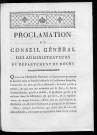 Proclamation du Conseil général des administrateurs du département du Doubs [Fait à Besançon le II Juin 1790]