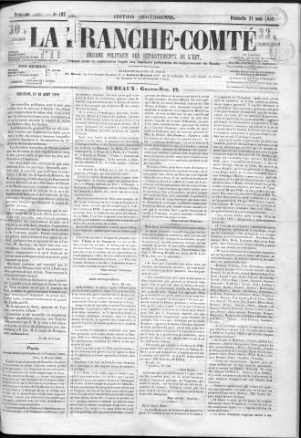 21/08/1859 - La Franche-Comté : organe politique des départements de l'Est