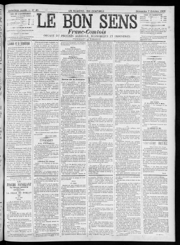 07/10/1900 - Organe du progrès agricole, économique et industriel, paraissant le dimanche [Texte imprimé] / . I