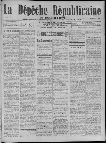 31/08/1911 - La Dépêche républicaine de Franche-Comté [Texte imprimé]