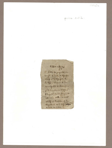 Léproserie de la Vèze
-	Titres de propriétés : comptes de recettes et dépenses relatifs à cette léproserie relevant de la commune de Besançon puis réunie en 1697 à l'hôpital de la Vèze, érigée en cure en 1724
-	Revendication faite en 1686 par l'ordre de Saint Maurice et du Mont Carmel d'une maison avec four, située rue des Granges distraite anciennement de la dotation de la Maladrerie de la Vèze et arrivée par vente à l'Abbaye des Dames de Battant