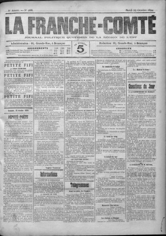 23/10/1894 - La Franche-Comté : journal politique de la région de l'Est