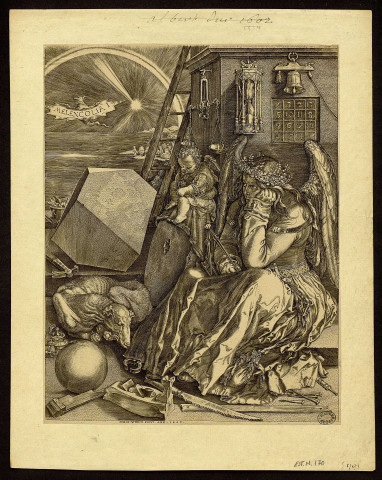 Melencolia I [d'après Dürer] [estampe] / Iohan Wiricx fecit ann 1602  ; AD [Monogramme] , [S.l.] : [s.n.], 1602