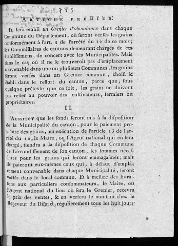 Extrait du registre des délibérations du Directoire du département du Doubs, à la séance publique du 29 Frimaire 2e année républicaine