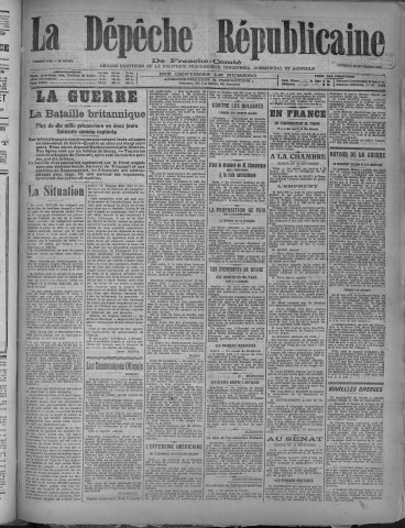 20/09/1918 - La Dépêche républicaine de Franche-Comté [Texte imprimé]
