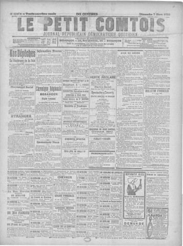 07/03/1920 - Le petit comtois [Texte imprimé] : journal républicain démocratique quotidien