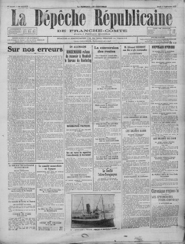 01/09/1932 - La Dépêche républicaine de Franche-Comté [Texte imprimé]