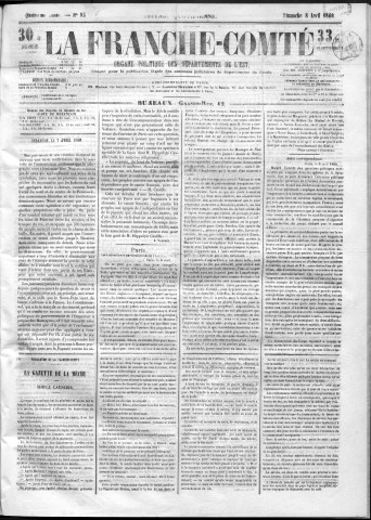 08/04/1860 - La Franche-Comté : organe politique des départements de l'Est