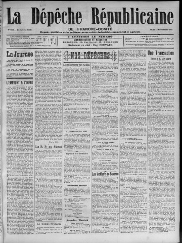 13/11/1913 - La Dépêche républicaine de Franche-Comté [Texte imprimé]