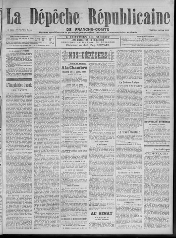 03/04/1914 - La Dépêche républicaine de Franche-Comté [Texte imprimé]