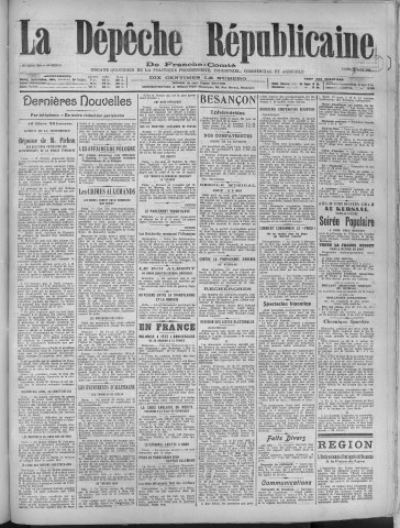 17/03/1919 - La Dépêche républicaine de Franche-Comté [Texte imprimé]