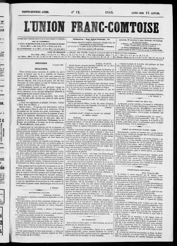 15/01/1883 - L'Union franc-comtoise [Texte imprimé]