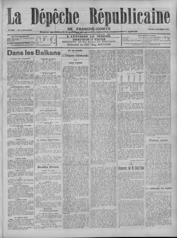 08/10/1912 - La Dépêche républicaine de Franche-Comté [Texte imprimé]