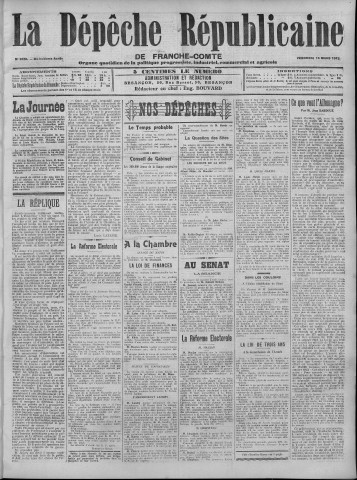 14/03/1913 - La Dépêche républicaine de Franche-Comté [Texte imprimé]