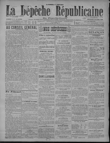 25/04/1923 - La Dépêche républicaine de Franche-Comté [Texte imprimé]