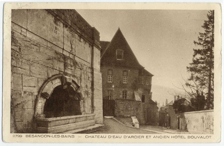 Besançon-les-Bains - Château d'Eau de la Source d'Arcier et ancien Hôtel Bouvalot. [image fixe] , Mulhouse : Braun & Cie, 1904/1930