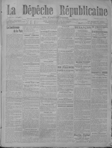 05/01/1919 - La Dépêche républicaine de Franche-Comté [Texte imprimé]