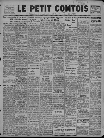 04/06/1942 - Le petit comtois [Texte imprimé] : journal républicain démocratique quotidien
