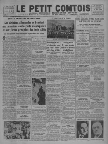 22/04/1940 - Le petit comtois [Texte imprimé] : journal républicain démocratique quotidien