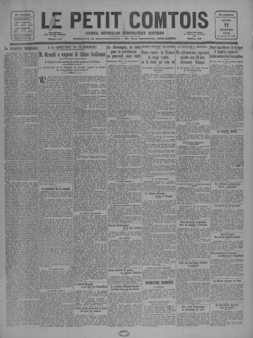 11/02/1932 - Le petit comtois [Texte imprimé] : journal républicain démocratique quotidien