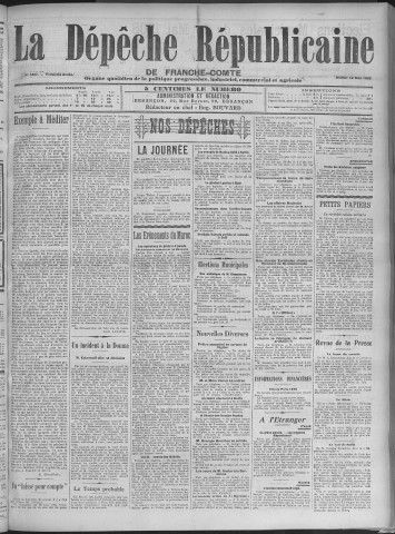 12/05/1908 - La Dépêche républicaine de Franche-Comté [Texte imprimé]
