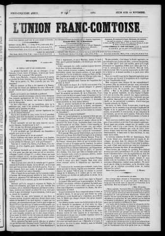 11/11/1870 - L'Union franc-comtoise [Texte imprimé]