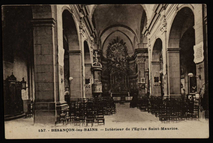 Besançon-les-Bains. - Intérieur de l'Eglise Saint-Maurice [image fixe] , Besançon : Les Editions C. L. B., 1914/1930