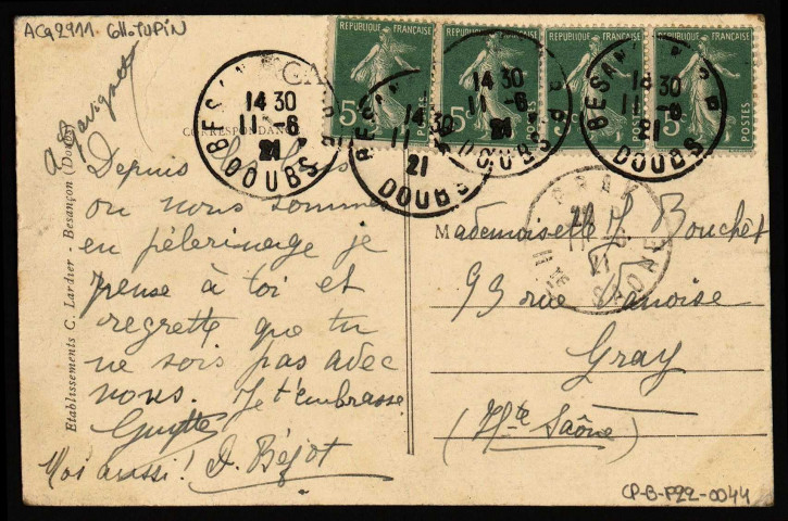 Environs de Besançon - Chapelle des Buis , Besançon : Etablissements C. Lardier ; C-L-B, 1914/1921