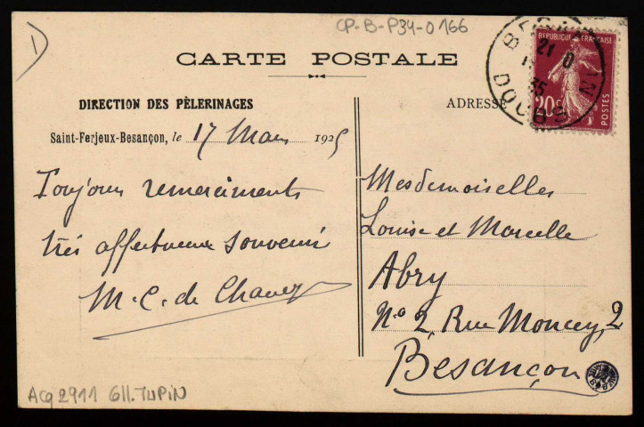 Besançon. - Direction des pèlerinages - Miracle de Faverney 1608 [image fixe] , Besançon, 1904/1935