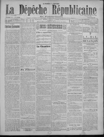 25/05/1922 - La Dépêche républicaine de Franche-Comté [Texte imprimé]