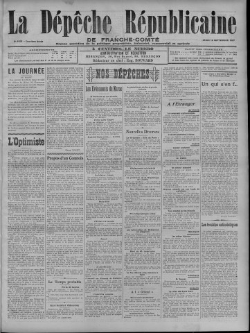 12/09/1907 - La Dépêche républicaine de Franche-Comté [Texte imprimé]