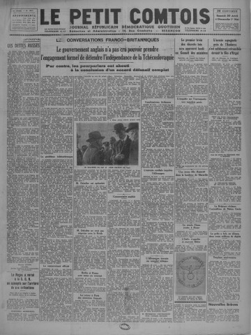 30/04/1938 - Le petit comtois [Texte imprimé] : journal républicain démocratique quotidien