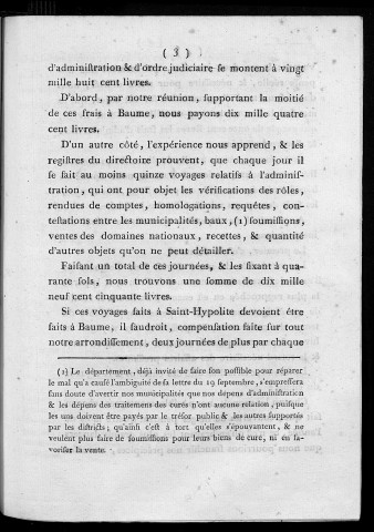 Mémoire des électeurs du district de Saint-Hyppoliten sur la réunion proposée par le directoire du département du Doubs