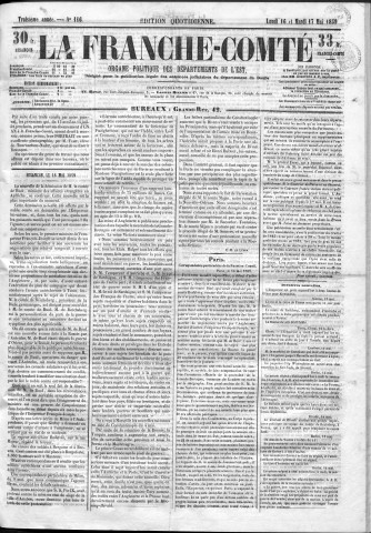 16/05/1859 - La Franche-Comté : organe politique des départements de l'Est