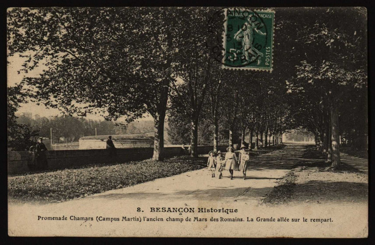 Promenade Chamars (Campus Martis) l'ancien champ de Mars des Romains. La Grande allée sur le rempart [image fixe] , Paris : I. P. M., 1904/1913