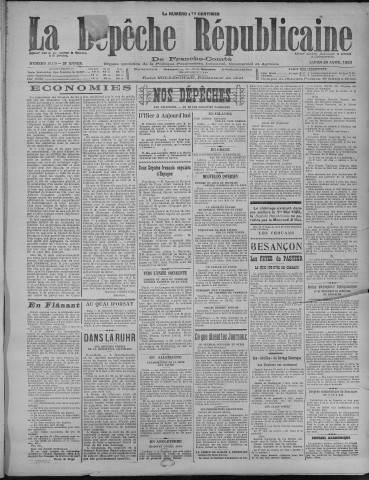 30/04/1923 - La Dépêche républicaine de Franche-Comté [Texte imprimé]