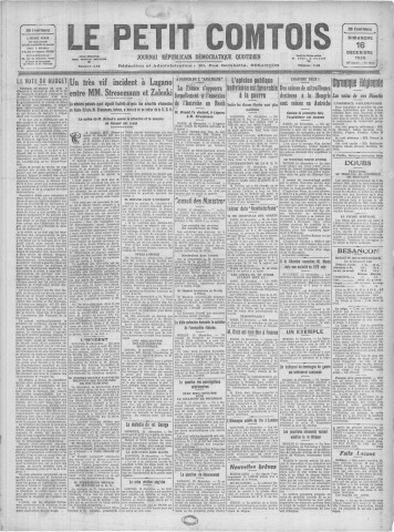 16/12/1928 - Le petit comtois [Texte imprimé] : journal républicain démocratique quotidien
