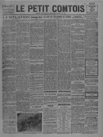 24/08/1940 - Le petit comtois [Texte imprimé] : journal républicain démocratique quotidien