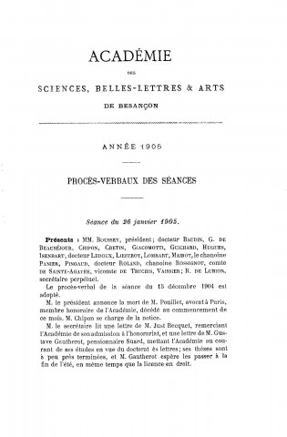 01/01/1905 - Procès verbaux et mémoires [Texte imprimé] /