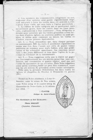 11/01/1951 - La Semaine religieuse du diocèse de Saint-Claude [Texte imprimé]