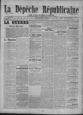 20/05/1916 - La Dépêche républicaine de Franche-Comté [Texte imprimé]
