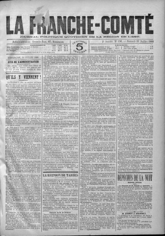 21/07/1888 - La Franche-Comté : journal politique de la région de l'Est