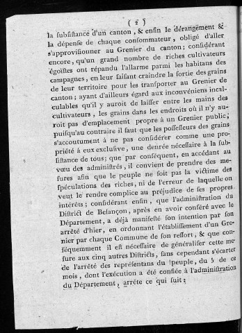 Extrait du registre des délibérations du Directoire du département du Doubs, à la séance publique du 29 Frimaire 2e année républicaine