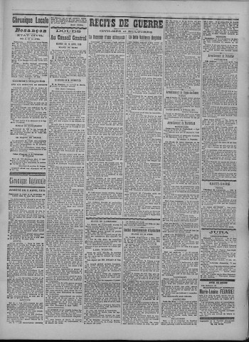 13/04/1915 - La Dépêche républicaine de Franche-Comté [Texte imprimé]