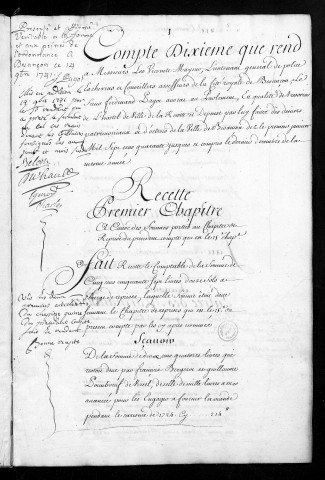 Comptes de la Ville de Besançon, recettes et dépenses, Compte de Ferdinand Pagot (1740)
