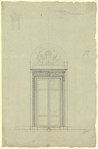 Hôtels Tassin de Villiers et Tassin de Moncourt, à Orléans. Elévation d'une porte intérieure / Pierre-Adrien Pâris , [S.l.] : [P.-A. Pâris], [1791]