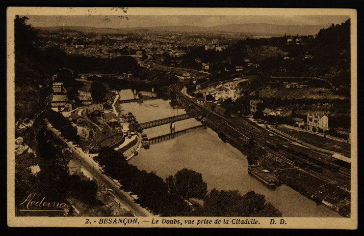 Besançon - Le Doubs, vue prise de la Citadelle [image fixe] , Besançon : D.D., 1920/1950